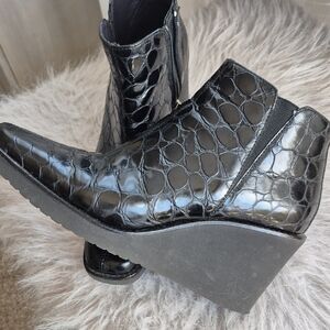 Donald J. Pliner Black Croc-Embossed Ankle Boots